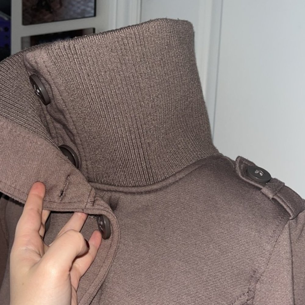 Mossimo Belted Taupe Fleece Lined Double Breasted Jacket Size M - Picture 3 of 8
